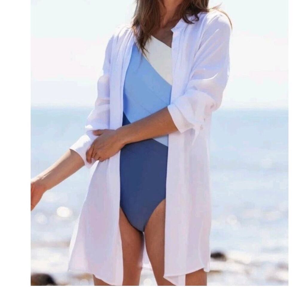 Summersalt The Silky Luxe Effortless Shirtdress Cover-Up White Plus Size 2XL